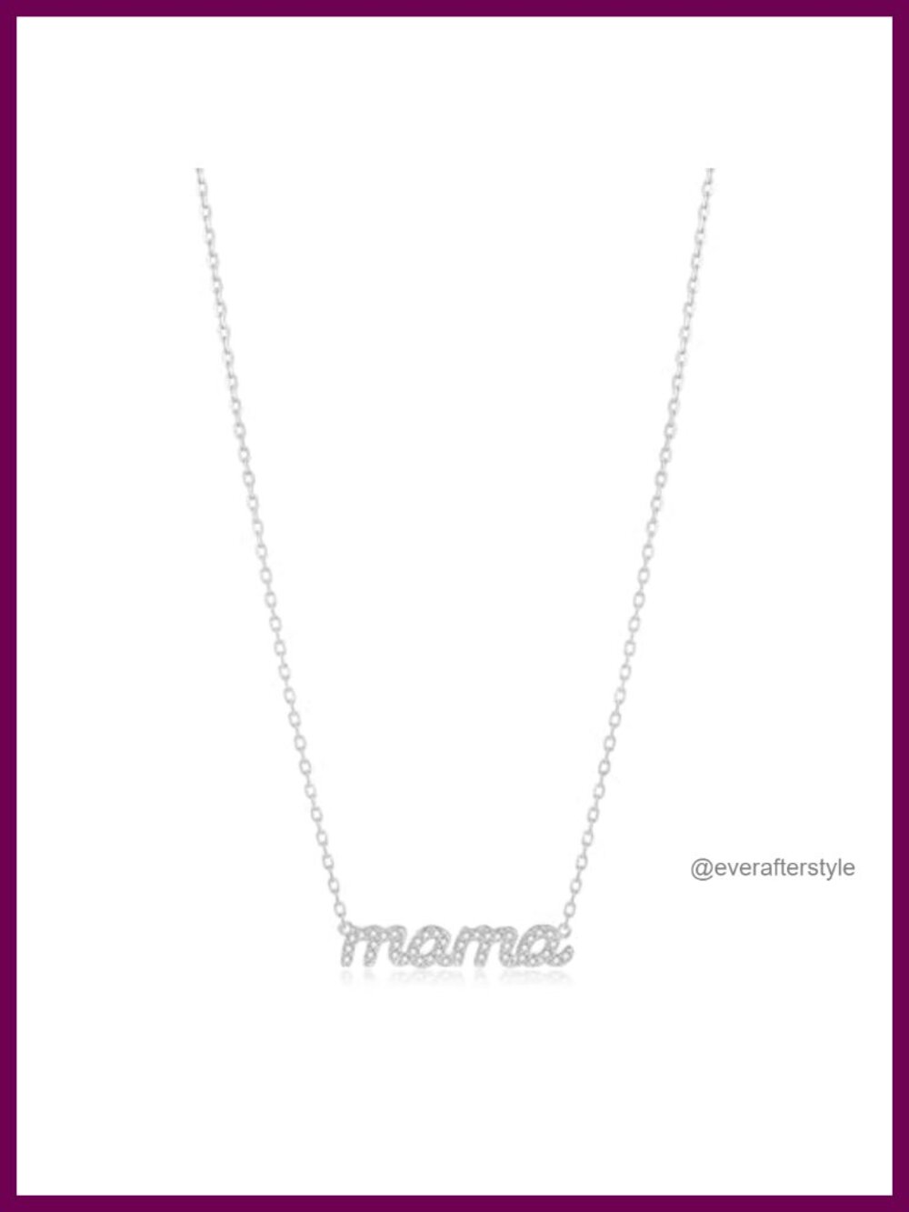 Silver Plated Mama Necklace Sterling Silver Cubic Zirconia Pendant Dainty